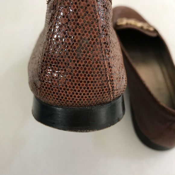 Joan & David Gold Hardware Buckle Leather Loafers Flats - Picture 4 of 10